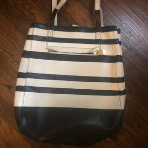 Large, striped purse.